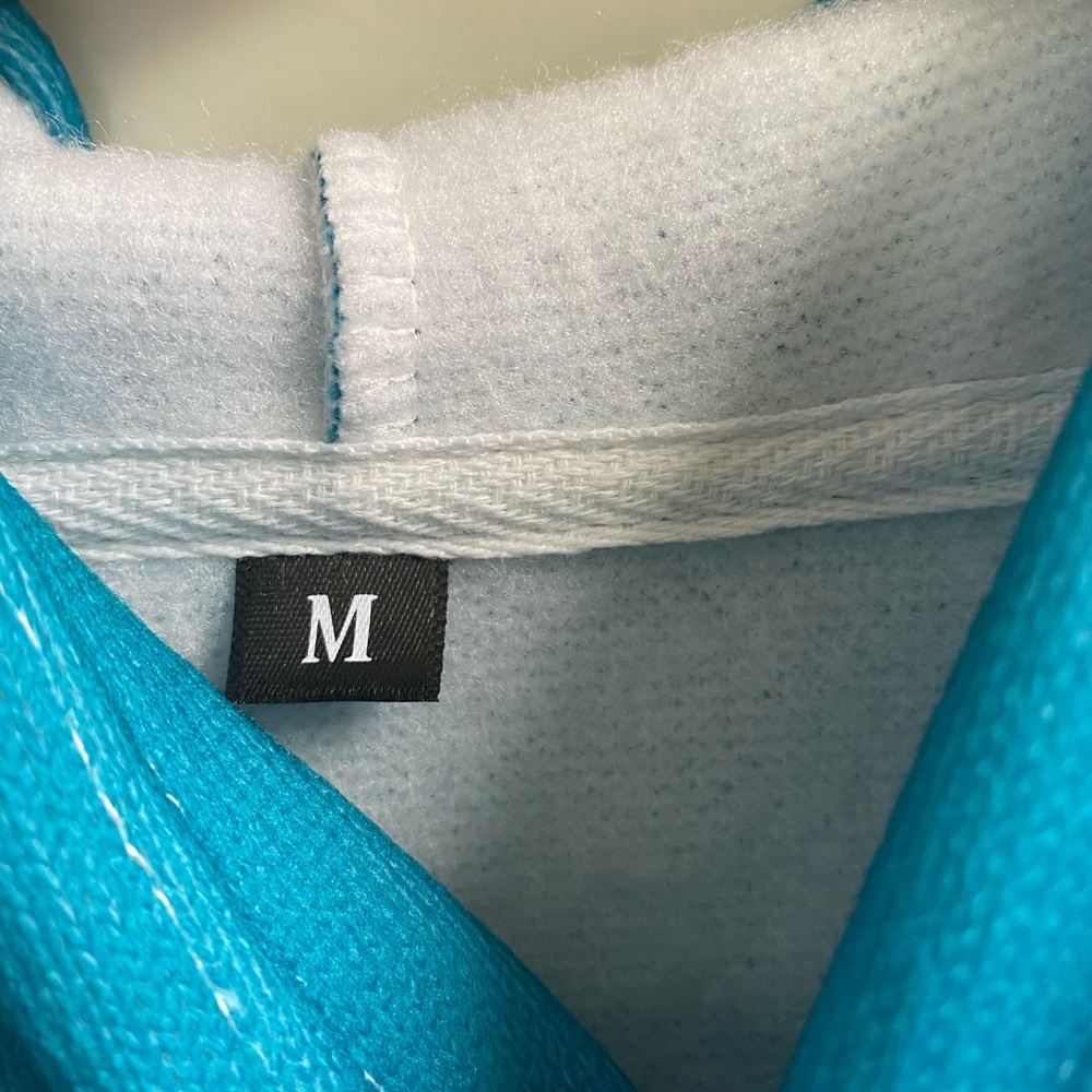 NWOT Turquoise patterned buttoned up hooded sweater - Picture 3 of 5